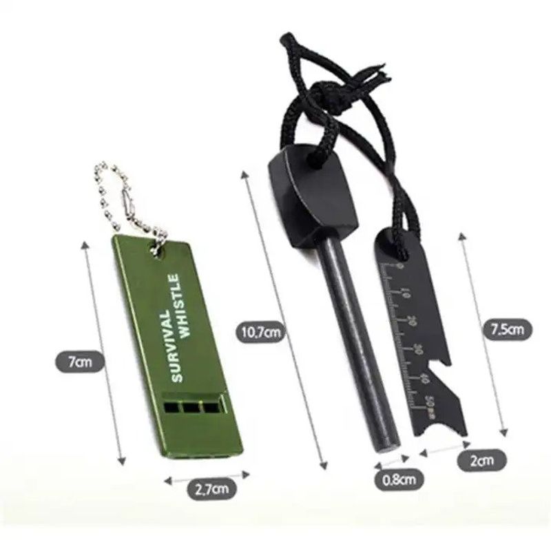 Sport si Outdoor - Camping - Accesorii camping si drumetii - Set Amnar pentru camping si Fluier IdeallStore®, Ultimate Survival, otel inoxidabil, 11 cm - Infinity.ro