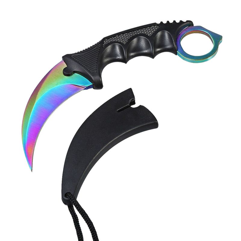 Sport si Outdoor - Sporturi de contact - Produse autoaparare - Set Box autoaparare si Cutit karambit Rainbow , 18.5 cm IdeallStore® , otel inoxidabil - Infinity.ro