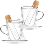 Casa si Gradina - Bucatarie si vesela - Vase pentru gatit - Ceainice si infuzoare - Set ceai, Quasar & Co.®, cu 2 cani cu pereti dubli, 2 farfurioare, 2 lingurite,2 infuzoare, 2x350 ml,sticla, transparent - Infinity.ro