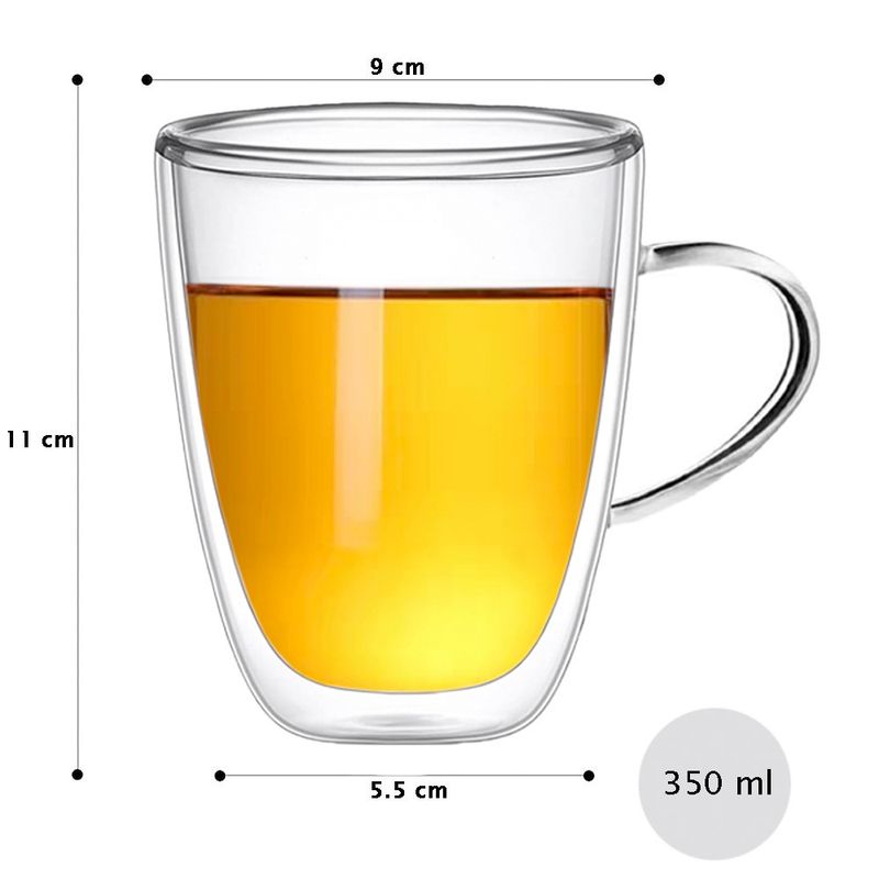 Casa si Gradina - Bucatarie si vesela - Vase pentru gatit - Ceainice si infuzoare - Set ceai, Quasar & Co.®, cu 2 cani cu pereti dubli, 2 farfurioare, 2 lingurite,2 infuzoare, 2x350 ml,sticla, transparent - Infinity.ro