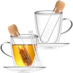 Casa si Gradina - Bucatarie si vesela - Vase pentru gatit - Ceainice si infuzoare - Set ceai, Quasar & Co.®, cu 2 cani cu pereti dubli, 2 farfurioare, 2 lingurite,2 infuzoare, 2x350 ml,sticla, transparent - Infinity.ro