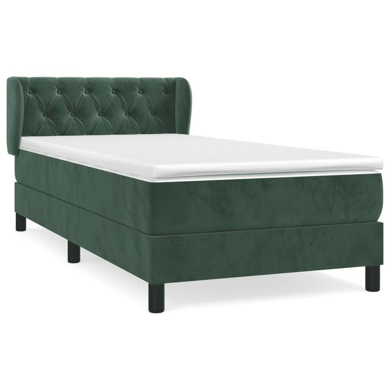 Casa si Gradina - Mobilier - Paturi si accesorii - Paturi - Pat box spring cu saltea, verde inchis, 80x200 cm, catifea - Infinity.ro