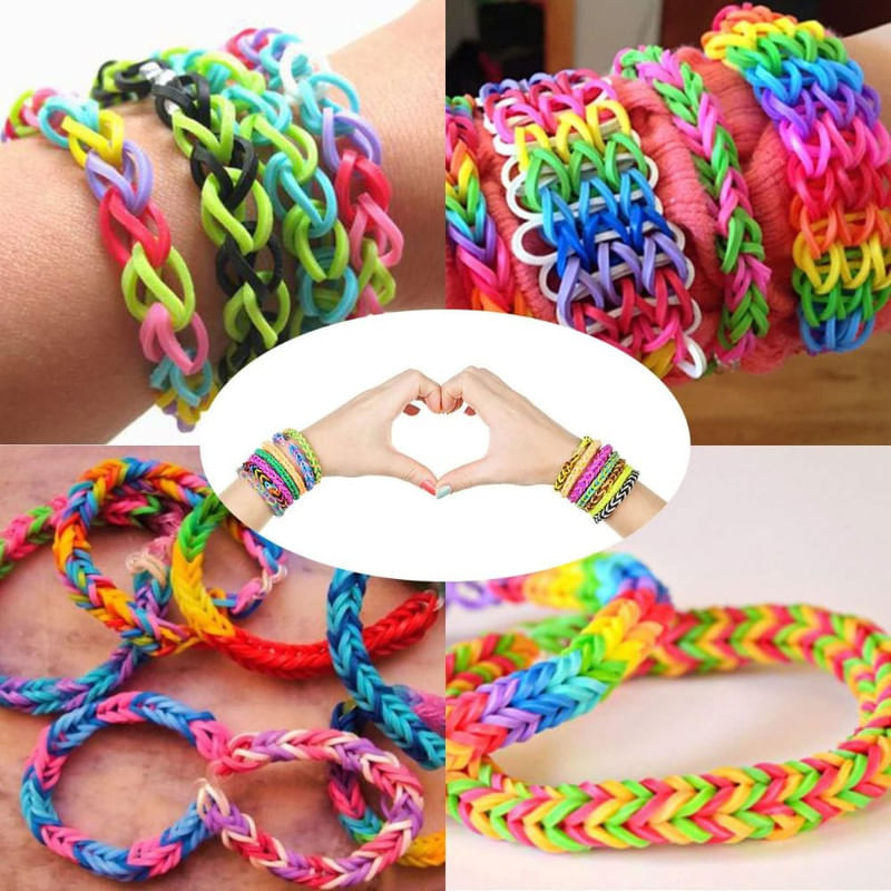 Jucarii, Copii si Bebe - Jucarii si jocuri - Jucarii & jocuri educative - Seturi de artizanat - Set creativ pentru copii, 1600 piese, benzi de cauciuc, creare bratari si bijuterii colorate, 14 x 25 x 2 cm, Ani 8+ - Infinity.ro