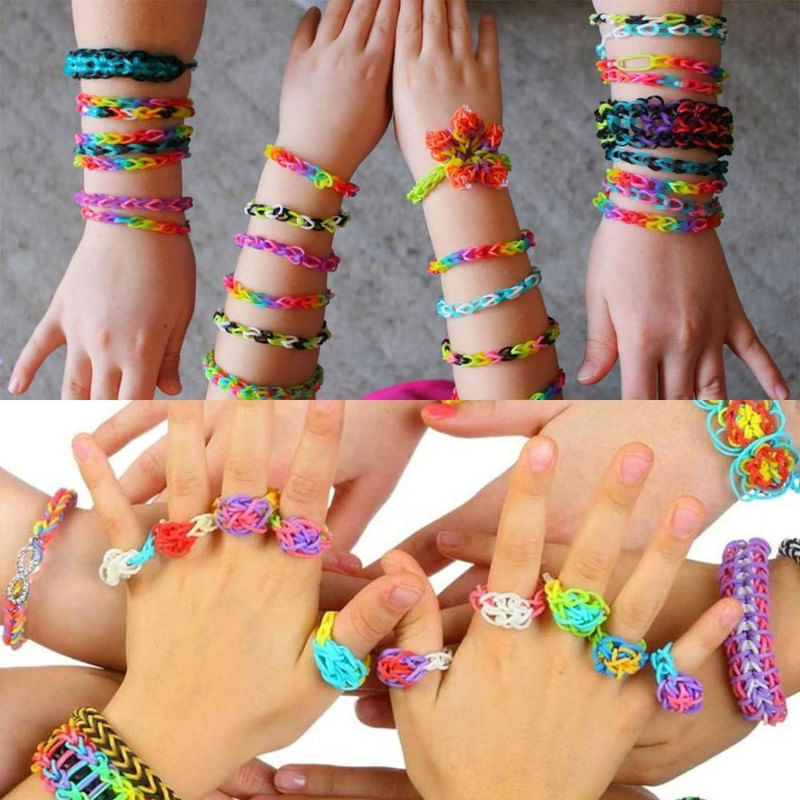 Jucarii, Copii si Bebe - Jucarii si jocuri - Jucarii & jocuri educative - Seturi de artizanat - Set creativ pentru copii, 1600 piese, benzi de cauciuc, creare bratari si bijuterii colorate, 14 x 25 x 2 cm, Ani 8+ - Infinity.ro