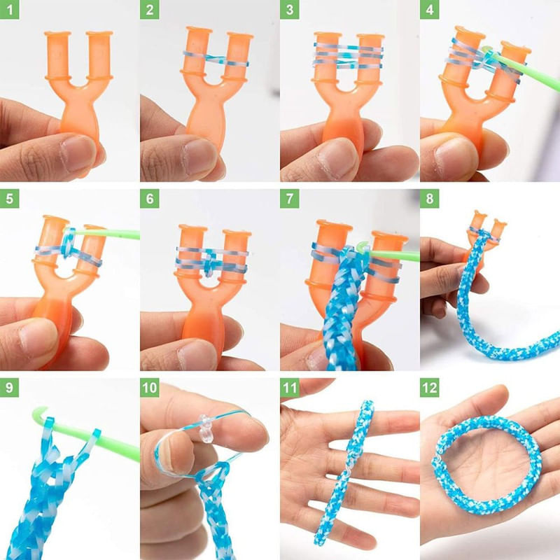 Jucarii, Copii si Bebe - Jucarii si jocuri - Jucarii & jocuri educative - Seturi de artizanat - Set creativ pentru copii, 1600 piese, benzi de cauciuc, creare bratari si bijuterii colorate, 14 x 25 x 2 cm, Ani 8+ - Infinity.ro