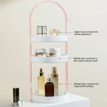 Casa si Gradina - Sanitare - Cazi si cabine de dus - Accesorii cada - Organizator portabil pentru cosmetice cu maner si 3 rafturi, Plastic PP, 19.5 x 50 cm, Roz - Infinity.ro