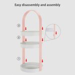 Casa si Gradina - Sanitare - Cazi si cabine de dus - Accesorii cada - Organizator portabil pentru cosmetice cu maner si 3 rafturi, Plastic PP, 19.5 x 50 cm, Roz - Infinity.ro