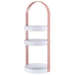 Casa si Gradina - Sanitare - Cazi si cabine de dus - Accesorii cada - Organizator portabil pentru cosmetice cu maner si 3 rafturi, Plastic PP, 19.5 x 50 cm, Roz - Infinity.ro