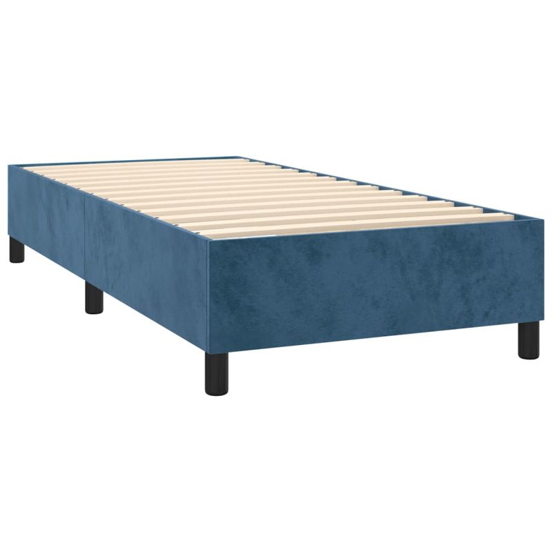 Casa si Gradina - Mobilier - Paturi si accesorii - Paturi - Pat cu arcuri, saltea si LED, bleumarin, 90x200 cm, catifea - Infinity.ro