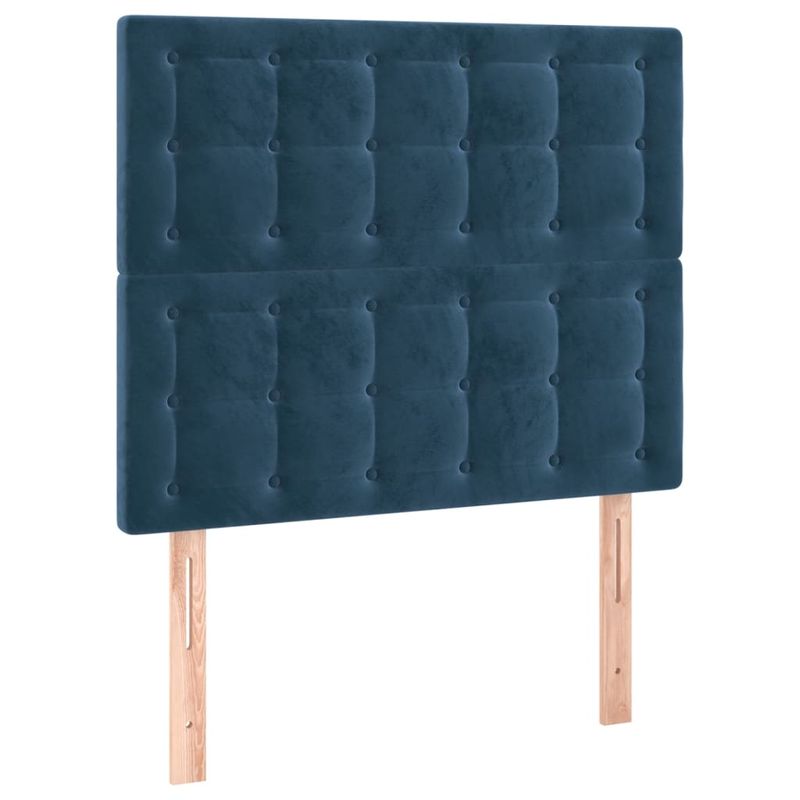 Casa si Gradina - Mobilier - Paturi si accesorii - Paturi - Pat cu arcuri, saltea si LED, bleumarin, 90x200 cm, catifea - Infinity.ro