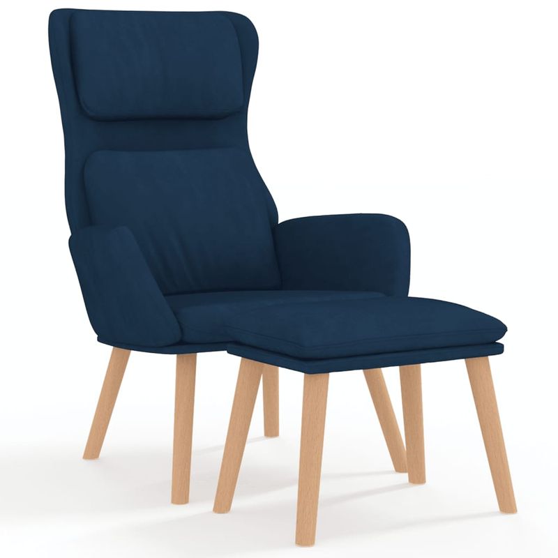 Casa si Gradina - Mobilier - Scaune si fotolii - Fotolii - Fotoliu de relaxare cu taburet, albastru, catifea - Infinity.ro