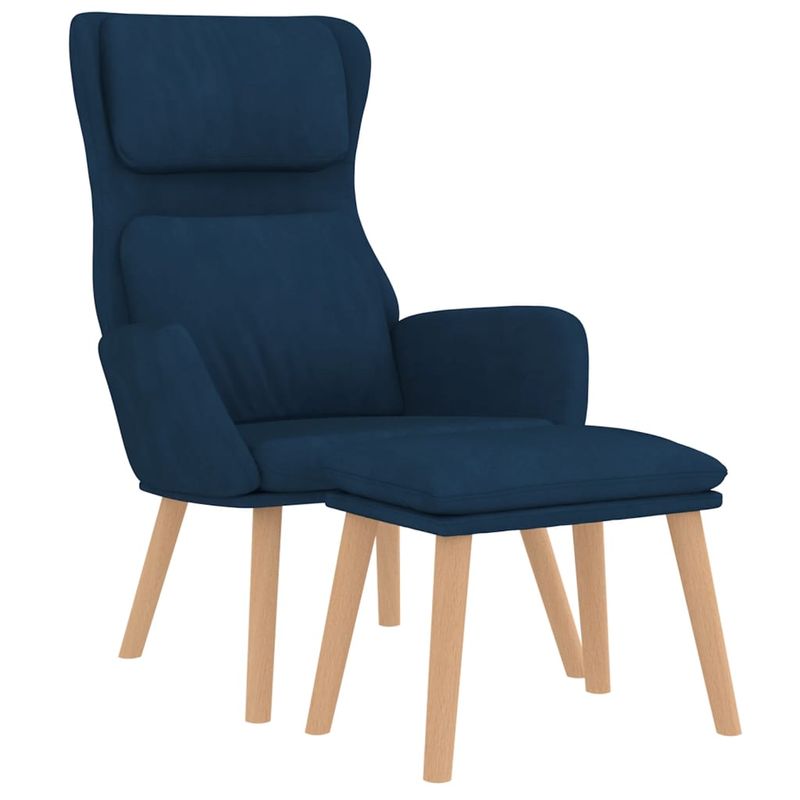 Casa si Gradina - Mobilier - Scaune si fotolii - Fotolii - Fotoliu de relaxare cu taburet, albastru, catifea - Infinity.ro