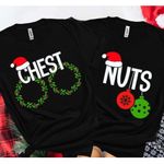 Fashion, accesorii si bijuterii - Femei - Imbracaminte femei - Tricouri si topuri femei - Tricouri de Craciun Funny, 100% bumbac "Chest and nuts" - Infinity.ro