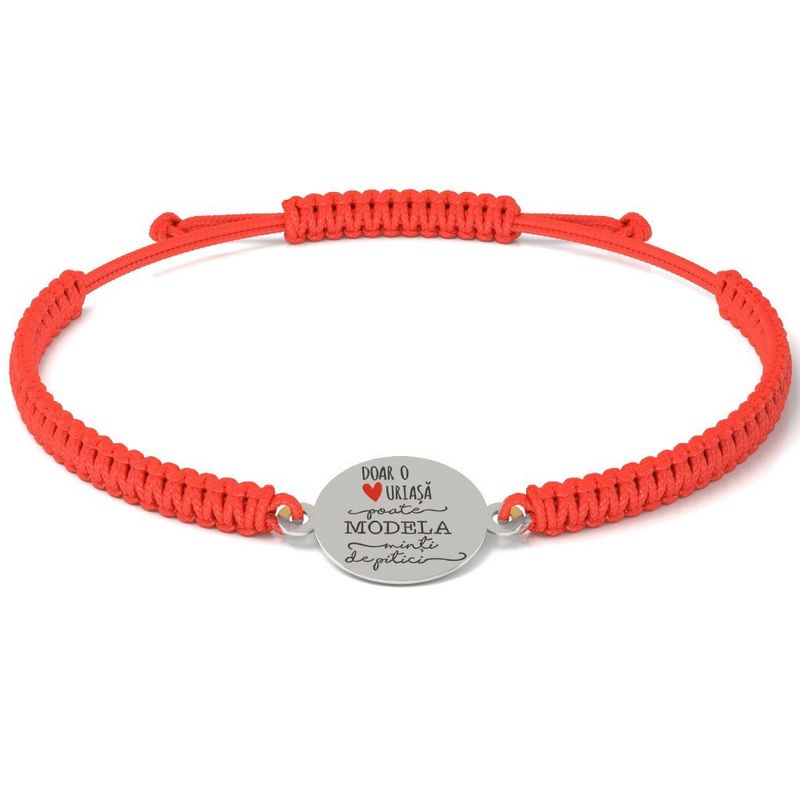 Fashion, accesorii si bijuterii - Femei - Bijuterii femei - Bratari femei - Bratara din argint cu snur model Doar o inima - Infinity.ro