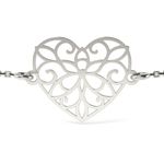 Fashion, accesorii si bijuterii - Femei - Bijuterii femei - Bratari femei - Bratara cu lantisor din argint model Inima dantelata - Infinity.ro