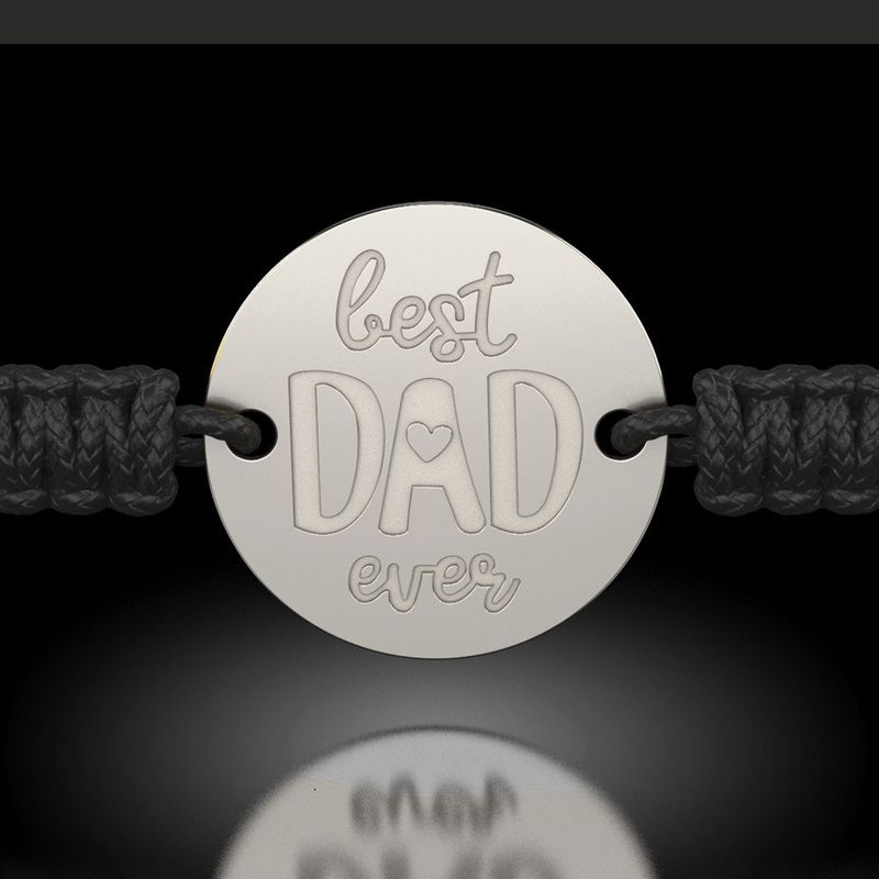 Fashion, accesorii si bijuterii - Femei - Bijuterii femei - Bratari femei - Bratara din argint cu snur impletit negru model Best Dad - Infinity.ro