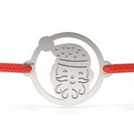 Fashion, accesorii si bijuterii - Femei - Bijuterii femei - Bratari femei - Bratara din argint cu snur model Mos Craciun zambitor - Infinity.ro