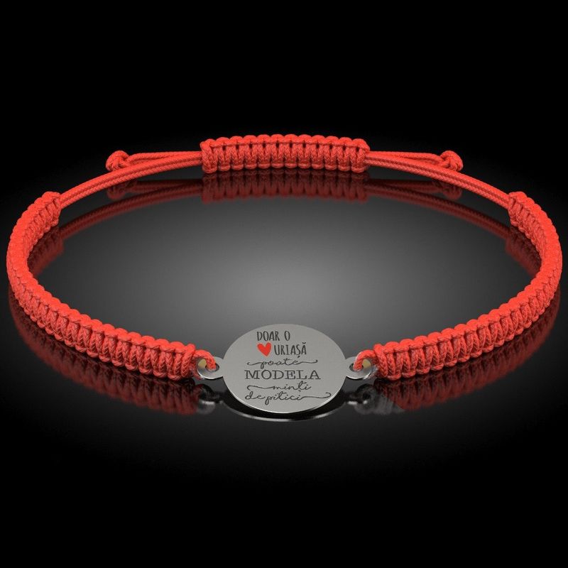 Fashion, accesorii si bijuterii - Femei - Bijuterii femei - Bratari femei - Bratara din argint cu snur model Doar o inima - Infinity.ro