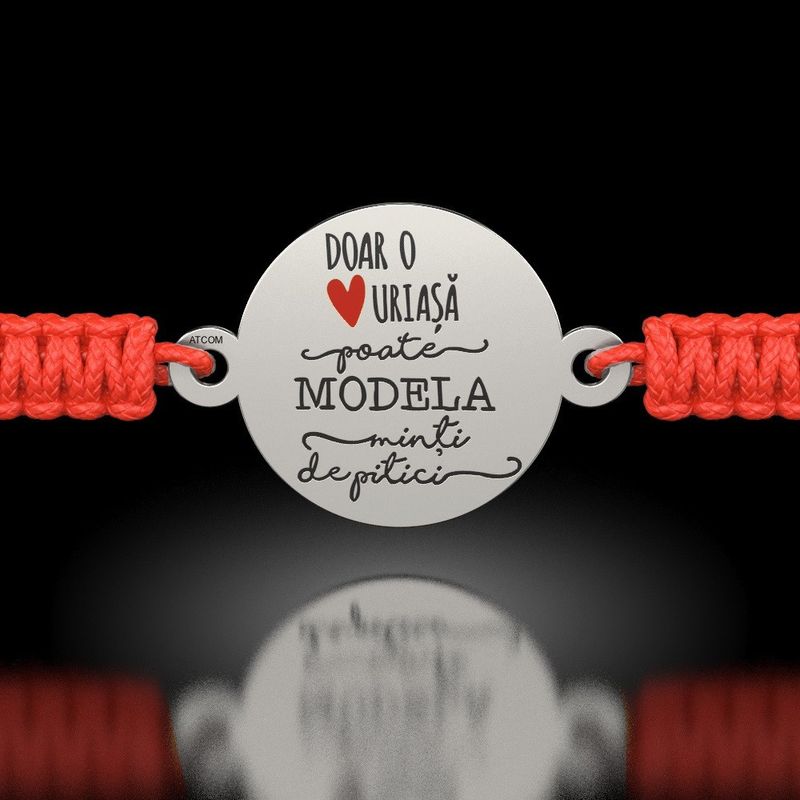 Fashion, accesorii si bijuterii - Femei - Bijuterii femei - Bratari femei - Bratara din argint cu snur model Doar o inima - Infinity.ro