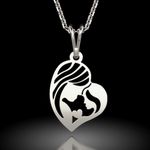 Fashion, accesorii si bijuterii - Femei - Bijuterii femei - Coliere femei - Lantisor cu pandantiv din argint model Mama si Fiica - Infinity.ro