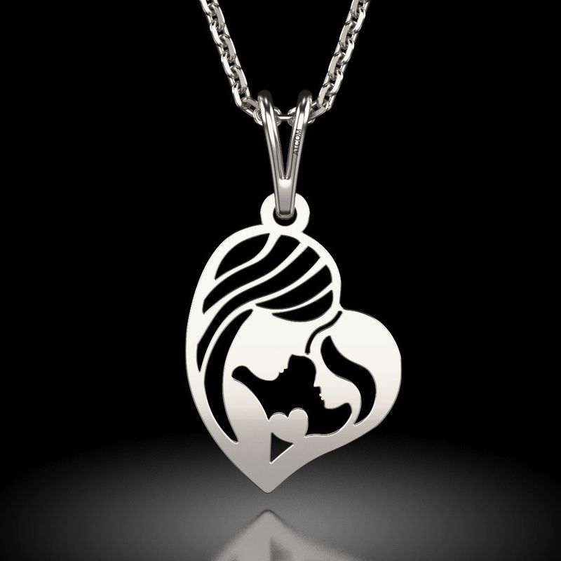Fashion, accesorii si bijuterii - Femei - Bijuterii femei - Coliere femei - Lantisor cu pandantiv din argint model Mama si Fiica - Infinity.ro