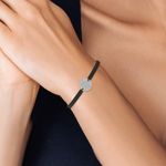 Fashion, accesorii si bijuterii - Femei - Bijuterii femei - Bratari femei - Bratara din argint cu snur impletit negru model Best Dad - Infinity.ro