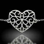 Fashion, accesorii si bijuterii - Femei - Bijuterii femei - Bratari femei - Bratara cu lantisor din argint model Inima dantelata - Infinity.ro
