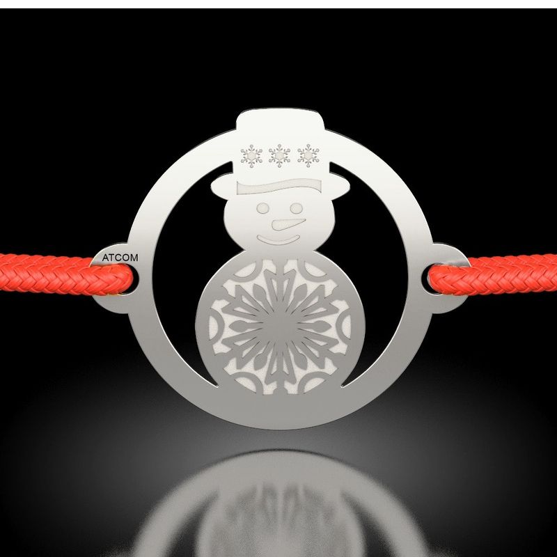 Fashion, accesorii si bijuterii - Femei - Bijuterii femei - Bratari femei - Bratara din argint cu snur model Om de zapada Palarioara - Infinity.ro