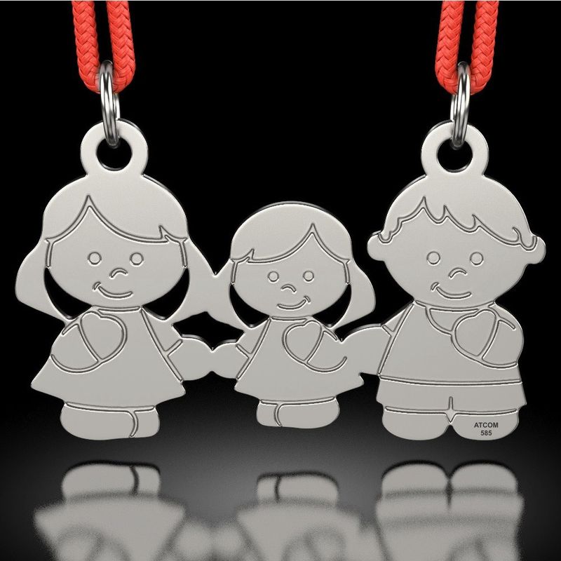 Fashion, accesorii si bijuterii - Femei - Bijuterii femei - Coliere femei - Pandantiv din argint cu snur model Mama Tata si Fetita - Infinity.ro