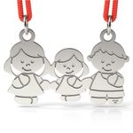 Fashion, accesorii si bijuterii - Femei - Bijuterii femei - Coliere femei - Pandantiv din argint cu snur model Mama Tata si Fetita - Infinity.ro