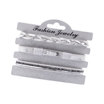 Fashion, accesorii si bijuterii - Femei - Bijuterii femei - Bratari femei - Set 3 bratari piele ecologica 21.5 cm, Argintiu metalic - Infinity.ro