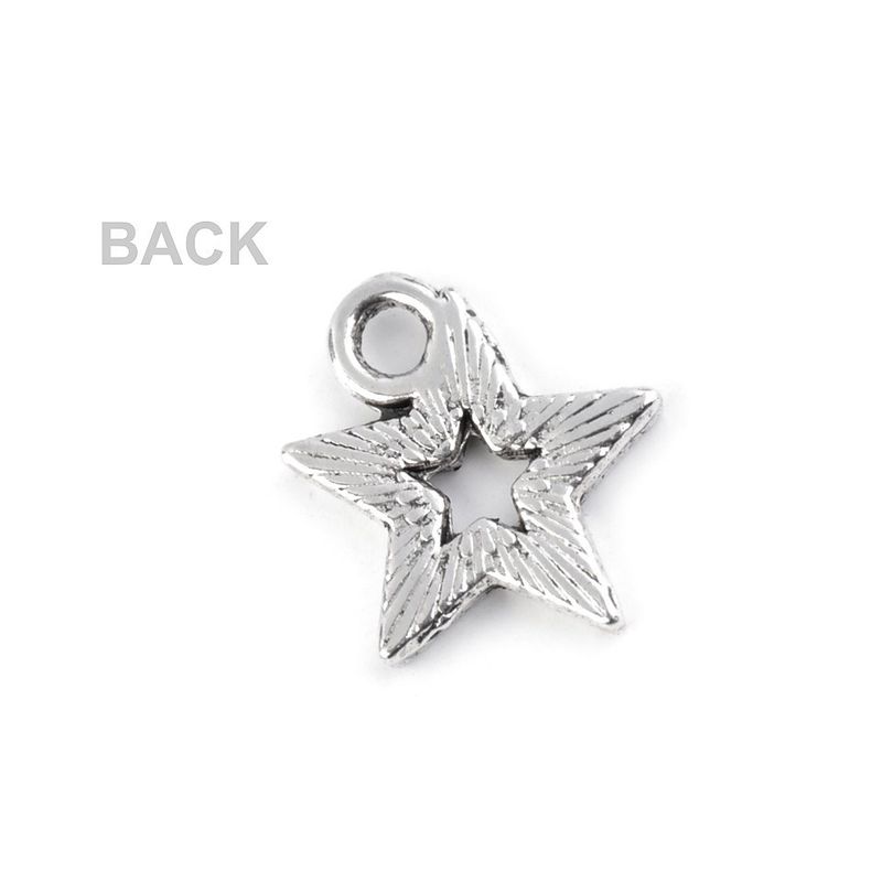 Fashion, accesorii si bijuterii - Femei - Bijuterii femei - Pandantive femei - Pandantiv decorativ metalic 12 x 12 mm Steluta platinum - Infinity.ro