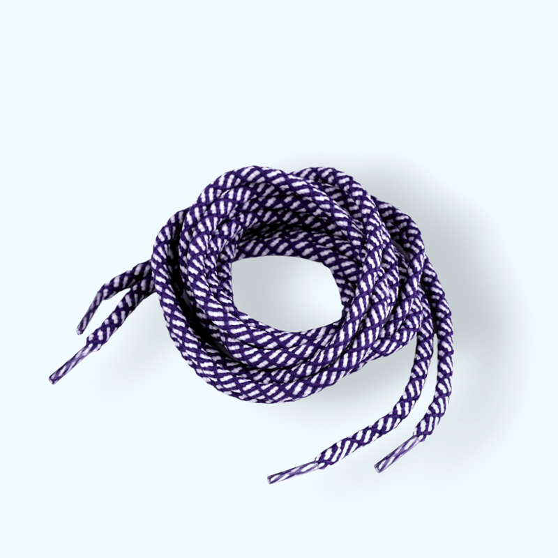 Fashion, accesorii si bijuterii - Femei - Incaltaminte femei - Accesorii incaltaminte - Set 2 sireturi rotunde poliester pentru pantofi sport 0,5 x 130 cm, Violet alb - Infinity.ro