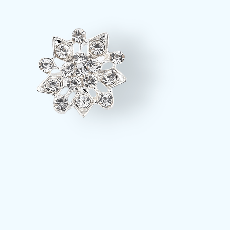 Fashion, accesorii si bijuterii - Femei - Bijuterii femei - Brose femei - Brosa cu strasuri pentru buchetul miresei, floare argintie - Infinity.ro