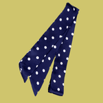 Fashion, accesorii si bijuterii - Femei - Accesorii femei - Esarfe si fulare femei - Esarfa ingusta pentru gat, par sau geanta cu buline Crisalida, 4 x 95 cm, Bleumarin - Infinity.ro