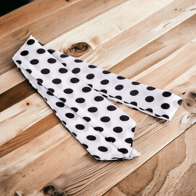 Fashion, accesorii si bijuterii - Femei - Accesorii femei - Esarfe si fulare femei - Esarfa ingusta pentru gat, par sau geanta cu buline Crisalida, 4 x 95 cm, Alba - Infinity.ro