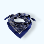 Fashion, accesorii si bijuterii - Femei - Accesorii femei - Esarfe si fulare femei - Batic bumbac, imprimeu floral, 70 x 70 cm Bleumarin - Infinity.ro