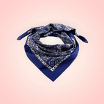 Fashion, accesorii si bijuterii - Femei - Accesorii femei - Esarfe si fulare femei - Batic bumbac, imprimeu floral, 70 x 70 cm Bleumarin - Infinity.ro