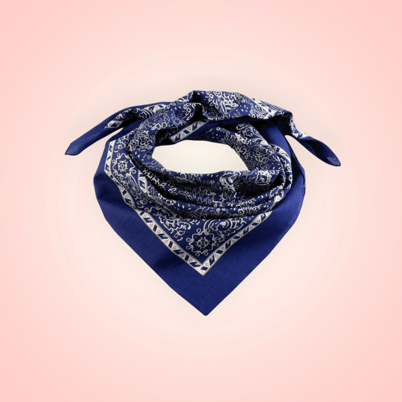 Fashion, accesorii si bijuterii - Femei - Accesorii femei - Esarfe si fulare femei - Batic bumbac, imprimeu floral, 70 x 70 cm Bleumarin - Infinity.ro