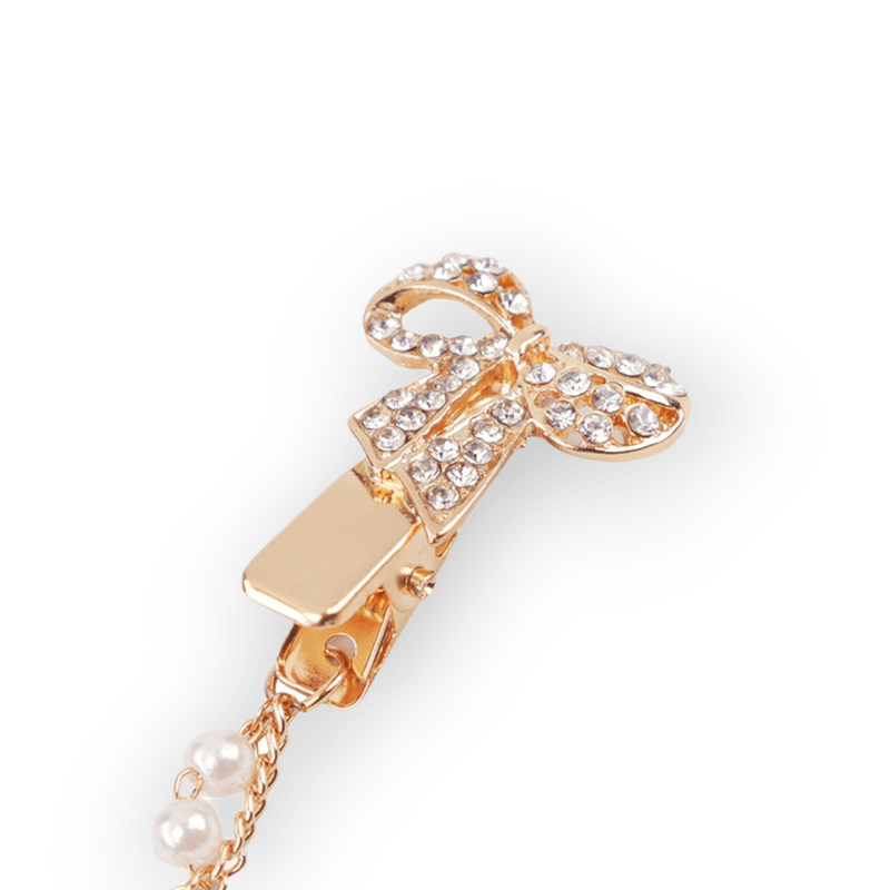 Fashion, accesorii si bijuterii - Femei - Bijuterii femei - Brose femei - Brosa decorativa cardigan cu lant Crisalida, 16 cm Fundite aurii - Infinity.ro