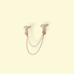 Fashion, accesorii si bijuterii - Femei - Bijuterii femei - Brose femei - Brosa decorativa cardigan cu lant Crisalida, 16 cm Fundite aurii - Infinity.ro