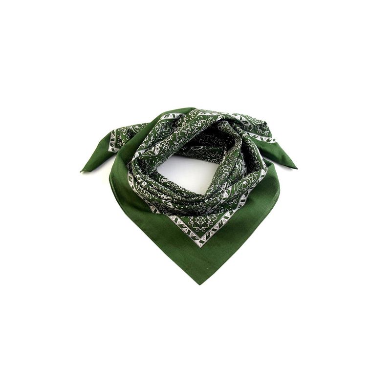 Fashion, accesorii si bijuterii - Femei - Accesorii femei - Esarfe si fulare femei - Batic bumbac, imprimeu floral Kyrra, 70x70 cm Verde - Infinity.ro