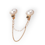 Fashion, accesorii si bijuterii - Femei - Bijuterii femei - Brose femei - Brosa decorativa cardigan cu lant Crisalida, 16 cm Goldy - Infinity.ro