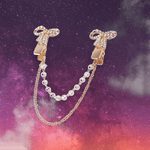 Fashion, accesorii si bijuterii - Femei - Bijuterii femei - Brose femei - Brosa decorativa cardigan cu lant Crisalida, 16 cm Fundite aurii - Infinity.ro