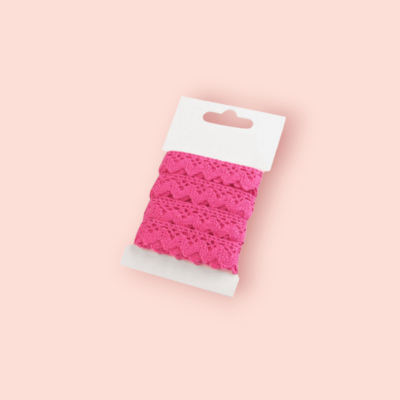 Casa si Gradina - Decoratiuni - DIY - Articole mercerie - Dantela bumbac crosetata, 15 mm x 3 m, Roz intens - Infinity.ro