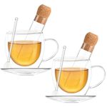 Casa si Gradina - Bucatarie si vesela - Vase pentru gatit - Ceainice si infuzoare - Set ceai, Quasar & Co.®, cu 2 cesti cu pereti dubli,2 farfurioare, 2 lingurite, 2 infuzoare, 250 ml, sticla, transparent - Infinity.ro