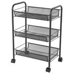 Casa si Gradina - Mobilier - Biblioteci si rafturi - Rafturi - Etajera cu 3 polite, Quasar & Co., dreptunghiulara, cu roti, 45 x 26 x 63 cm, negru - Infinity.ro