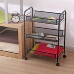 Casa si Gradina - Mobilier - Biblioteci si rafturi - Rafturi - Etajera cu 3 polite, Quasar & Co., dreptunghiulara, cu roti, 45 x 26 x 63 cm, negru - Infinity.ro