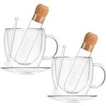 Casa si Gradina - Bucatarie si vesela - Vase pentru gatit - Ceainice si infuzoare - Set ceai, Quasar & Co.®, cu 2 cesti cu pereti dubli,2 farfurioare, 2 lingurite, 2 infuzoare, 250 ml, sticla, transparent - Infinity.ro