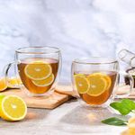 Casa si Gradina - Bucatarie si vesela - Vase pentru gatit - Ceainice si infuzoare - Set ceai, Quasar & Co.®, cu 2 cesti cu pereti dubli,2 farfurioare, 2 lingurite, 2 infuzoare, 250 ml, sticla, transparent - Infinity.ro